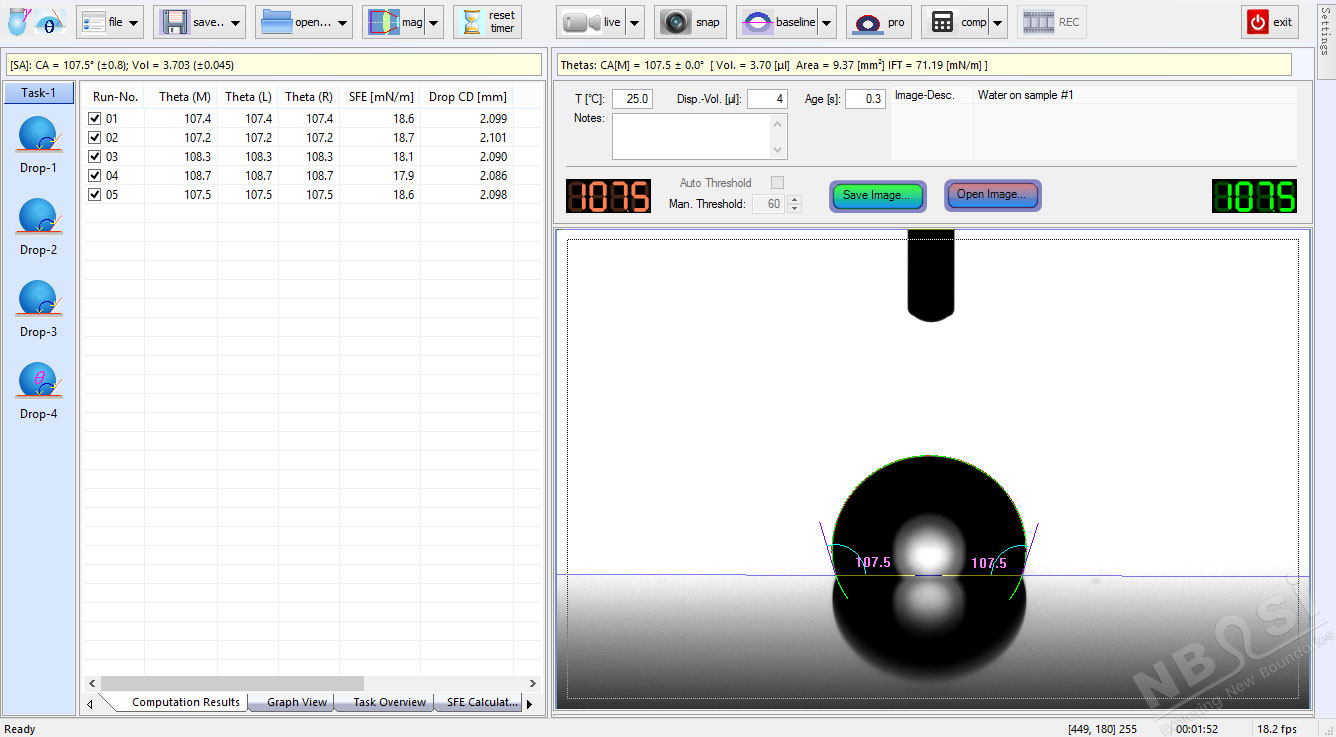 SurfaceMeter Element 測量接觸角 SurfaceMeter Element 接觸角測量#1